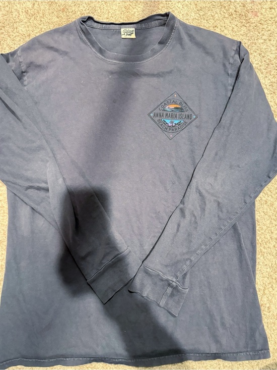 Tops - Anna Maria Island Coastal Long Sleeve Crewneck Shirt - Navy